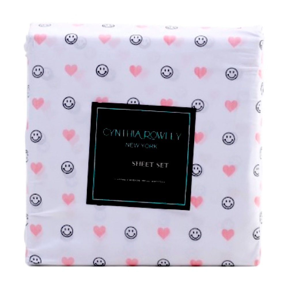 🩷😊Adorable Queen Sheet Set 🩷😊 NWT 🩷 Hearts & Smiles! Super cute & soft! - Picture 2 of 13